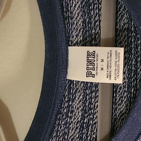PINK Victoria's Secret distressed blue gray soft pullover top great condition !! - Picture 2 of 11